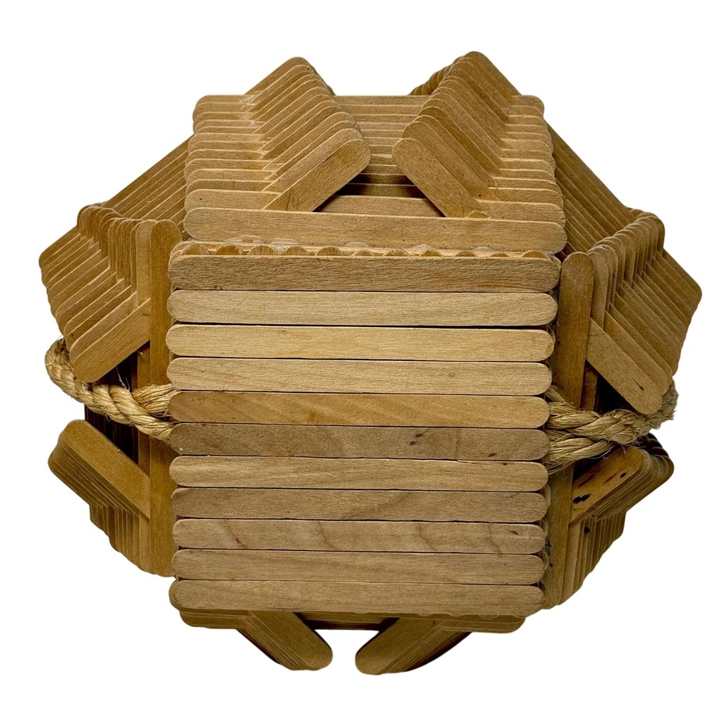 Popsicle Stick‎ Tramp Art Box Bag Novelty Wood Purse Handmade Basket Storage - Picture 6 of 9